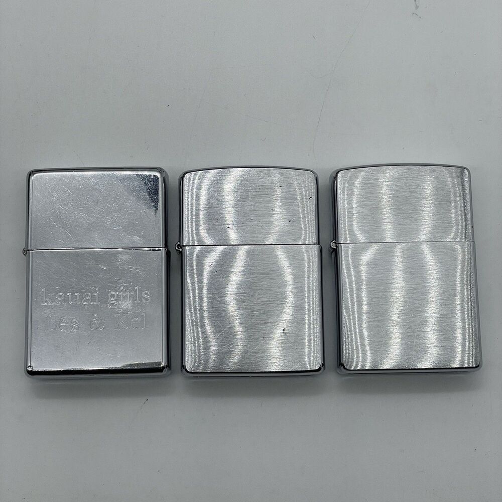 Lot of 3 Zippo 2005 2006 2007 Lighters Different Finish 1 Engraved Vintage Used